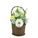 Darice 14.5 Silk Mixed Flower Artificial Spring Floral Arrangement in Basket - White/Blue