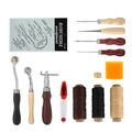 HERCHR Sewing Kit 14Pcs/ Set Leather Craft Hand Stitching Sewing Tool Thread Awl Waxed Thimble Kit Leather Working Tools