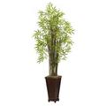 Nearly Natural 5.5 Green Grass Bamboo Artificial Plant with Decorative Planter