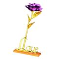 Valentine s Day Mother s Day Gift 24k Gold Plated Rose With Love Holder Box Gift For Wedding Decoration Flower Gold Dipped RosePurplewith base