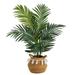 Nearly Natural 4ft. Kentia Palm Artificial Tree in Boho Chic Handmade Cotton Woven Planter with Tassels