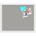 PinPix ArtToFrames 14x18 Custom Cork Bulletin Board Dark Stone Poster Board Has a Fabric Style Canvas Finish Framed in Satin White Frame (PinPix-1808)