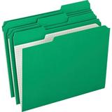 Pendaflex Color Reinforced Top File Folders - Letter - 8 1/2 x 11 Sheet Size - 1/3 Tab Cut - Assorted Position Tab Location - 11 pt. Folder Thickness - Green - Recycled - 100 / Box