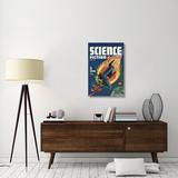 East Urban Home 'Science Fiction Quarterly Comet Crashes into Rocket' Graphic Art Print on Canvas in White | 36 H x 24 W x 1.5 D in | Wayfair