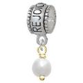 6mm Glass Imitation Pearl Gold Tone Bead Drop - Rejoice Charm Bead