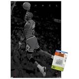 Michael Jordan - Black and White Wall Poster with Pushpins 14.725 x 22.375