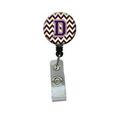 Carolines Treasures CJ1058-DBR Letter D Chevron Purple & Gold Retractable Badge Reel 5 x 1 x 2 in.