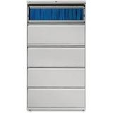 Lorell Lateral File - 5-Drawer 36 x 18.6 x 67.7 - 5 x Drawer(S) for File - Legal Letter A4 - Lateral - Rust Proof Leveling Glide Interlocking Ball-bearing Suspension Label Holder - Light Gray