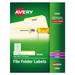 Avery Permanent TrueBlock File Folder Labels with Sure Feed Technology 0.66 x 3.44 White 30/Sheet 50 Sheets/Box (5966)