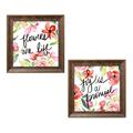 Gango Home Decor Contemporary Bloom to Remember I & Bloom to Remember II by Kristy Rice (Ready to Hang); Two 12x12in Gold Trim Framed Prints