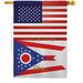 Americana Home & Garden 28 x 40 in. USA Ohio American State Vertical House Flag with Double-Sided Decorative Banner Garden Yard Gift