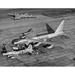 High angle view of two military airplanes on a military base B-52 Stratofortress Boeing SB-17 B-50 Superfortress Poster Print (18 x 24)