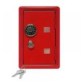 Kids Mini Safe Bank Metal Cash Box with Key and Combination Lock Red