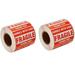 SJPACK 1000 Fragile Stickers 2 Rolls 2 x 3 Fragile - Handle with Care - Thank You Shipping Labels Stickers (500 Labels/Roll)