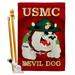 Breeze Decor BD-MI-HS-108052-IP-BO-D-US09-BD 28 x 40 in. Devil Dog Americana Military Impressions Decorative Vertical Double Sided House Flag Set with Pole Bracket Hardware