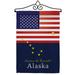 US Alaska Garden Flag - Set Wall Hanger Regional States United State American Country Particular Area - House Decoration Banner Small Yard Gift Double-Sided Made In USA 13 X 18.5