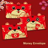 6Pcs/Set Money Envelope Animal Pattern Anti-fade Paper Traditional Chinese 2022 Tiger Year Red Pocket for Families Clear