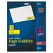 Avery 1 x 2 5/8 Neon Address Labels Sure Feed 750 Labels (5972) 1 Height x 2.63 Width - Rectangle - Laser - Neon Yellow - Paper - 30 / Sheet - 750 Total Label(s) - 750 / Pack