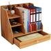 Wooden Desktop Organizer Office Supplies Storage with Drawer Multi-Functional Desktop Organizer Easy Assembly for Office