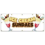 SignMission 120 in. Concession Stand Food Truck Single Sided Banner - Ice Cream Sundaes