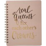 Primitives by Kathy Real Queens Fix Each Other s Crowns Spiral Notebook in Blush Palette