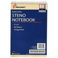 Steno Notebooks; 6in x 9in; Gregg Ruled; 80 Pages (40 Sheets); White/Blue; Pack Of 12 (AbilityOne 7530-00-223-7939)