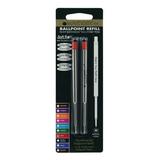 MonteverdeÂ® Ballpoint Refills For Waterman Ballpoint Pens Medium Point 0.7 mm Red Pack Of 2 Refills