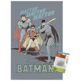 DC Comics - Batman - Robin - Superman - Batter Wall Poster with Push Pins 14.725 x 22.375