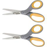 Westcott Titanium Bonded Scissors 8 Straight Grey Yellow for Office and School 2-Pack (13901)