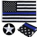 Thin Blue Line Flag Made in USA 3x5 ft outdoor with Embroidered Stars Stripe Blue Line Lives Matter Flags UV Protection Black White Blue American Police Flag Honoring Law Enforcement Officers