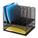 Safco Onyx Mesh Desk Organizer with Two Horizontal and Six Upright Sections Letter Size Files 13.25 x 11.5 x 13 Black