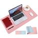 Dual-sided Leather Desk Pad-35.4 x 17.7 GOOUDO Mouse Pad Office Desk Mat Non-Slip PU Leather Desk Blotter & Laptop Desk Pad Waterproof Desk Writing Pad for Office and Home (Pink smoke/Light blue)