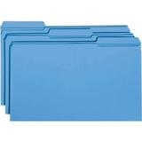 Smead File Folders with Reinforced Tab Legal - 8 1/2 x 14 Sheet Size - 3/4 Expansion - 1/3 Tab Cut - Top Tab Location - Assorted Position Tab Position - 11 pt. Folder Thickness - Blue - 1.36 oz - R