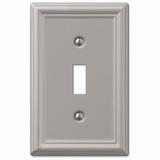 1 Toggle wall plate. Chelsea brushed nickel finish. Made from stamped Each