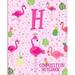 Composition Notebook H: Pink Flamingo Initial H Composition Wide Ruled Notebook (Paperback)