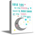 Awkward Styles Love You To The Moon and Back More Than All The Stars In The Sky Canvas Cute Mother Quotes Baby Room Newborn Baby Gifts Framed Poster for Kids Nursery Room Love Quotes for Kids