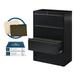 UrbanPro 36 4-Drawer Modern Metal Lateral File Cabinet w/ File Folders in Black