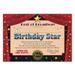 Beistle Pack of 6 Birthday Star Certificates 5 x 7