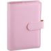 Antner A6 PU Leather Notebook Binder Refillable 6 Ring Binder for A6 Filler Paper Loose Leaf Personal Planner Binder Cover with Magnetic Buckle Pink