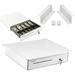 Cash Register Drawer with Under Counter Mounting Metal Bracket - 16â€� White Cash Drawer for POS 5 Bill 6 Coin Cash Tray Removable Coin Compartment 24V RJ11/RJ12 Key-Lock Media Slot - For Business