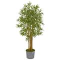 Nearly Natural 5 ft. Bamboo Artificial Tree in Tin Planter
