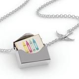 Locket Necklace Kids Design Crayons in a silver Envelope Neonblond