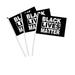 3 - Pack Black Lives Matter Flag BLM Handheld Polyester Flag with Plastic Pole and Brass Grommets 8 inch x 5 inch Flag for Indoor or Outdoor Usage Bright Black Color Wrinkle and Fade Proof