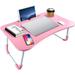 Portable Laptop Bed Table Fordable Lap Desk Bed Desk for Laptop Book Holder Lap Desk for Floor Couch Sofa Bed Terrace Balcony (Pink) School Supplies