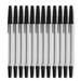 12 Black Stick Pens with Cap and Comfort Cushion Grip Medium Point Roller Ball Pens for Smooth Writing Bulk Pack Perfect for Home School or Office By Emraw (Pack of 6)