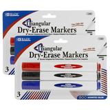 BAZIC Dry Erase Marker Assorted Color Chisel Tip Whiteboard Pen Marcador Low Odor Markers White Board Pens (3/Pack) 2-Packs