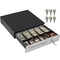 Cash Register Drawer for (POS) Point of Sale System 16 Stainless Steel Front and Removable Coin Tray 5 Bill/6 Coin 24V RJ11/RJ12 Key-Lock Media Slot Cash Till Money Drawer for Businesses Black