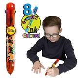 Rainbow Writer - Tiger Multicolor Pen from Deluxebase. 8 in 1 Retractable Ballpoint Pen. Colored Pens for Kids Back to School Supplies and Office Supplies. Tiger Pen Party Favors for Kids