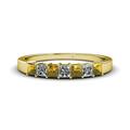 Citrine and Diamond (SI1-SI2 G-H) 7 Stone Wedding Band 1.10 ct tw in 14K Yellow Gold.size 4.5