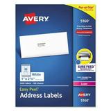 Avery Easy Peel White Address Labels w/ Sure Feed Technology Laser Printers 1 x 2.63 White 30/Sheet 100 Sheets/Box (5160)